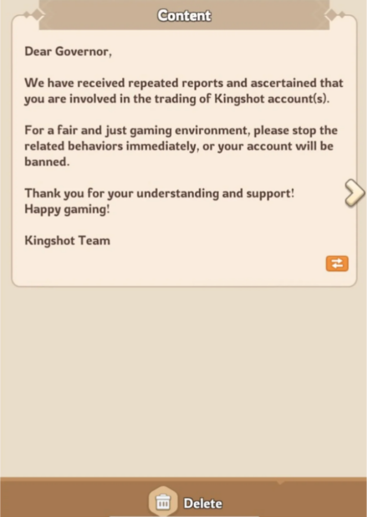 Kingshot illegal background account trader