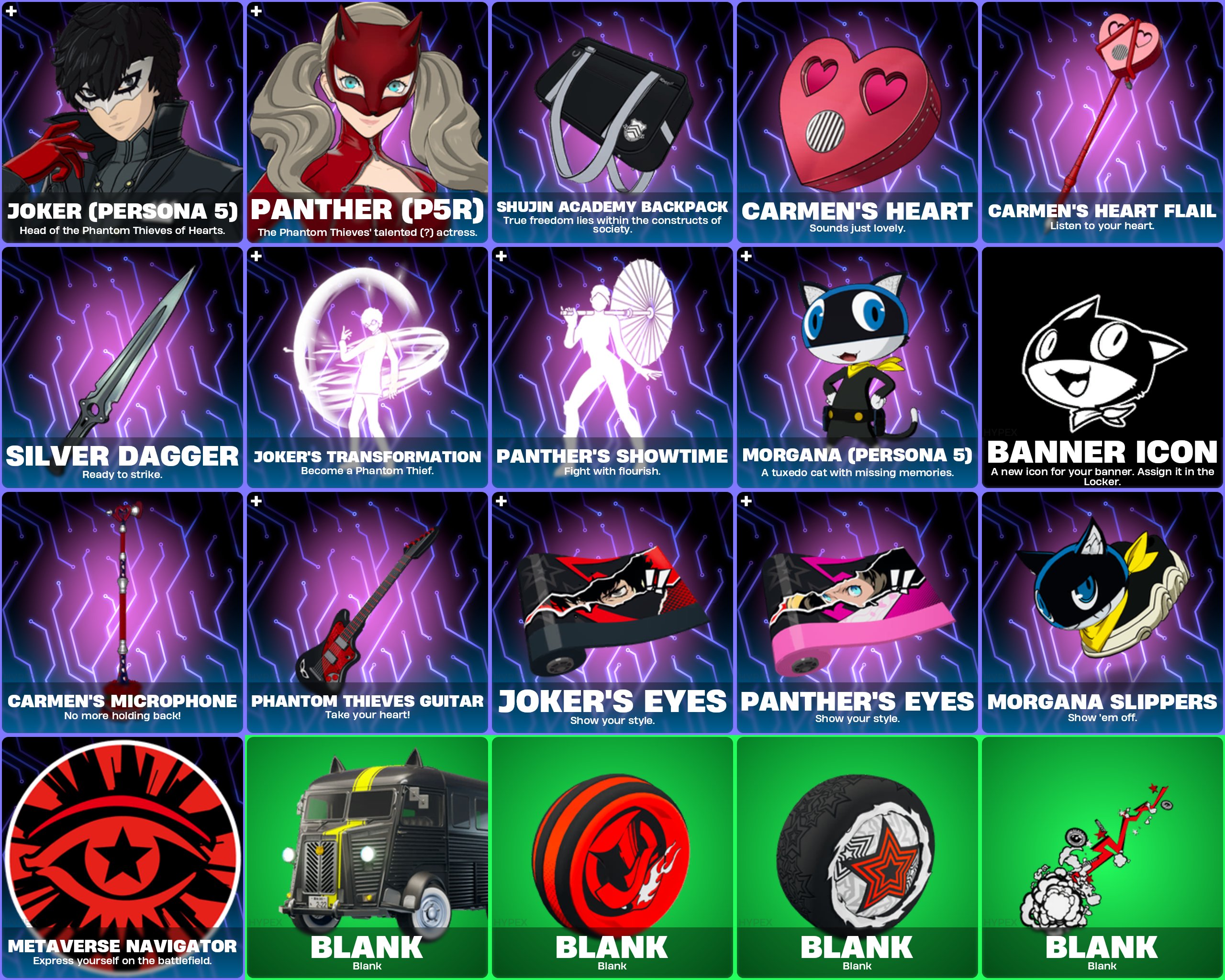 Persona 5 Royal cosmetics in Fortnite